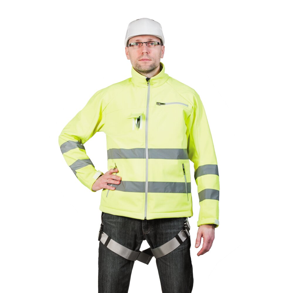 KB 040 - Giacca SOFTSHELL HIGH VISIBLE con imbracature di sicurezza